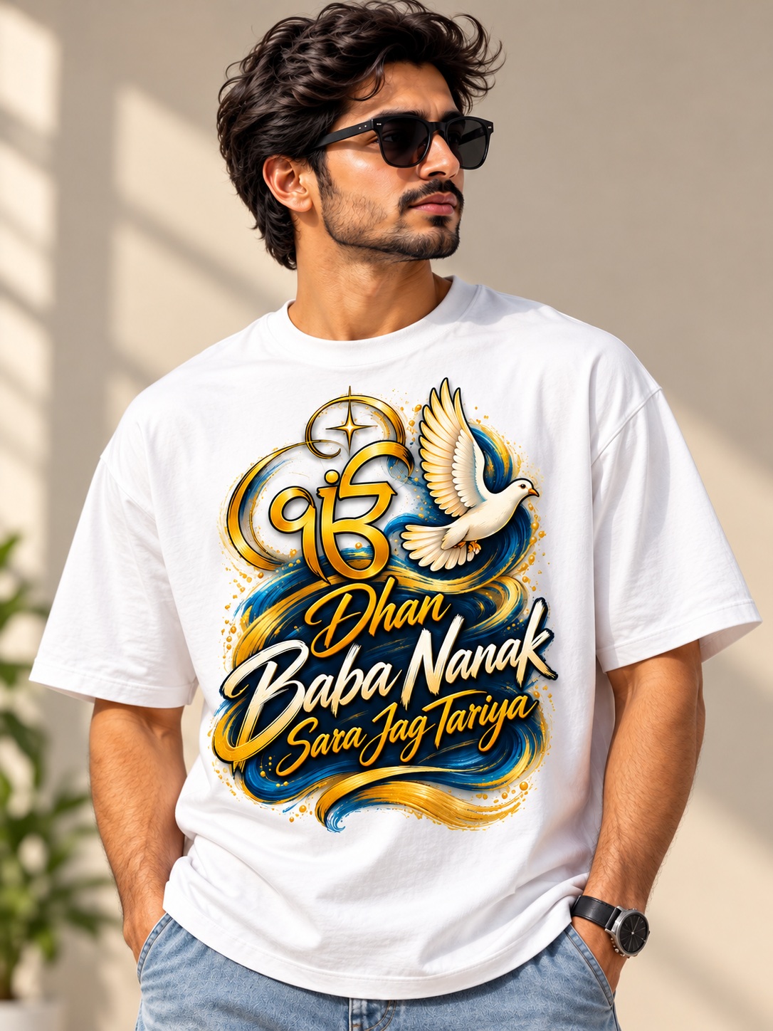 stylish baba nanak graphic t shirt portrait
